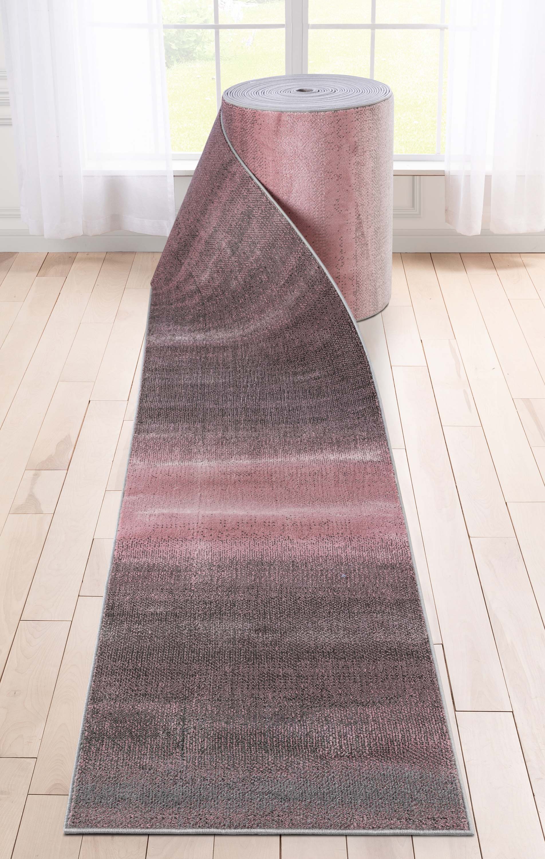 Custom Size Runner Emine Abstract Ombre Modern Blush 27 Inch Wide x Choose Your Length Hallway Runner Rug