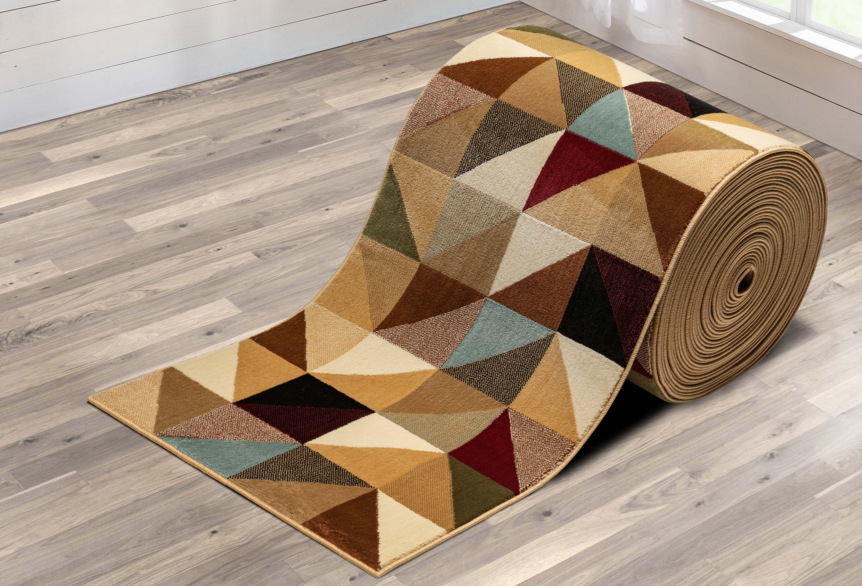 Custom Size Runner Yaren Geometric  Modern Ivory Multi 27 Inch Wide x Choose Your Length Hallway Runner Rug