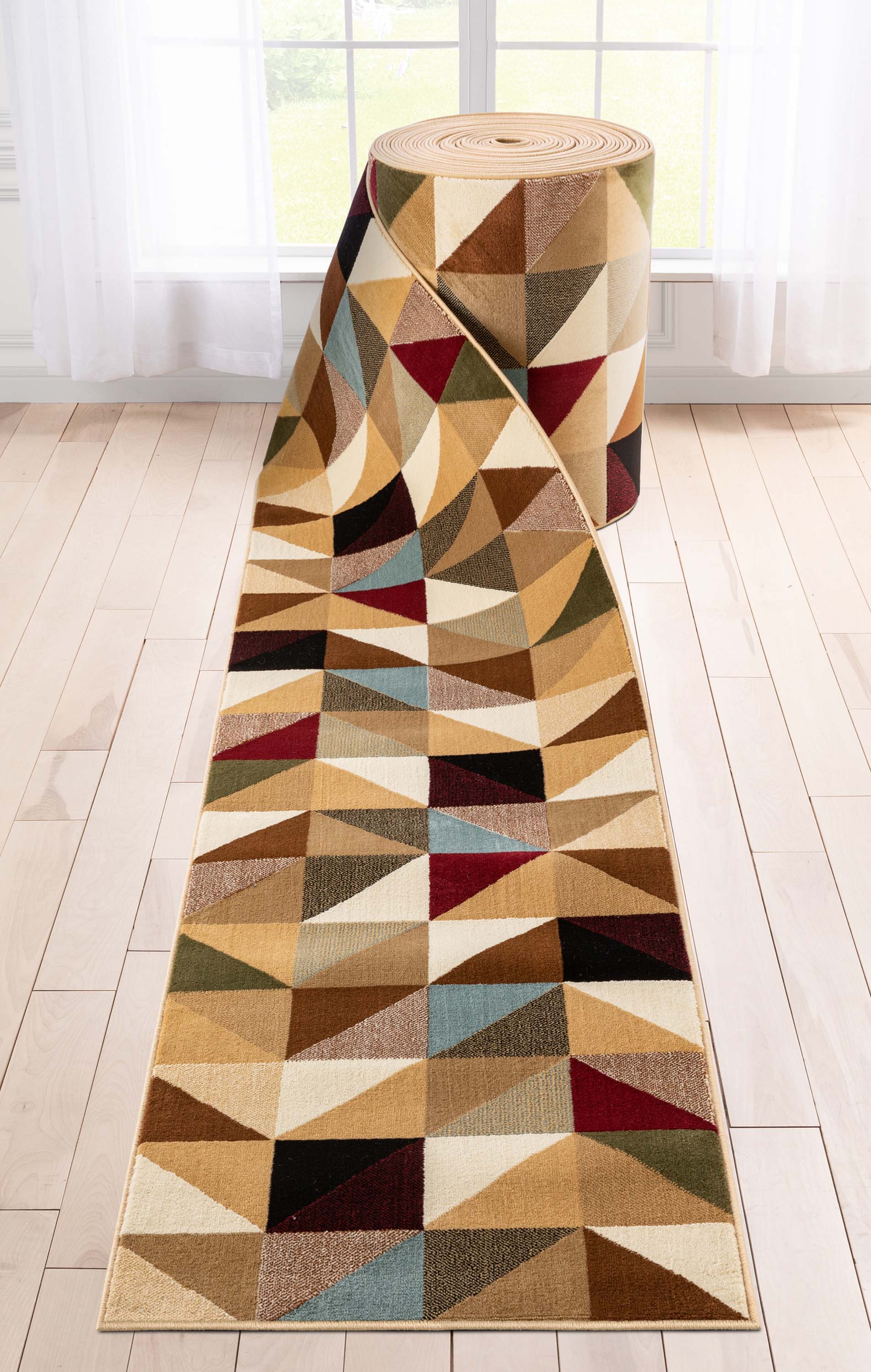 Custom Size Runner Yaren Geometric  Modern Ivory Multi 27 Inch Wide x Choose Your Length Hallway Runner Rug