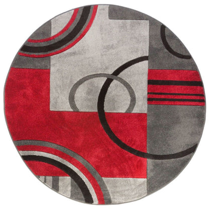 Galaxy Waves Grey Red Modern Geometric Rug