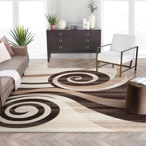 Whirlwind Brown Modern Rug