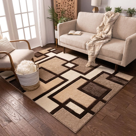Imagination Squares Cream Modern Rug
