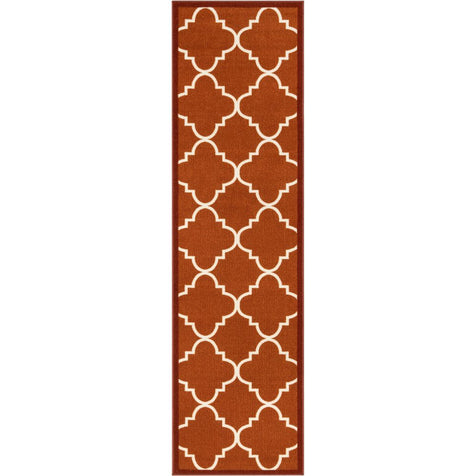 Brooklyn Trellis Red Modern Non Slip Washable Rug