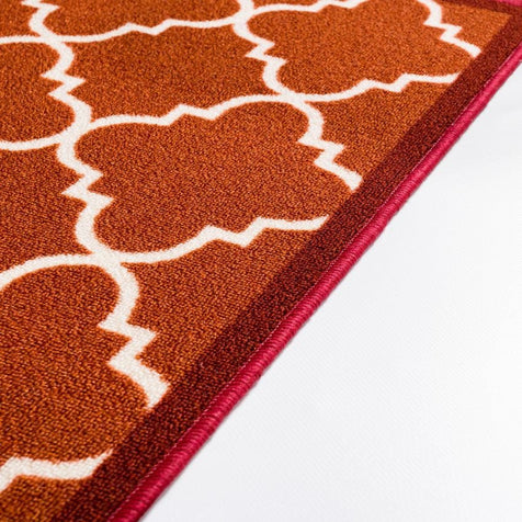 Brooklyn Trellis Red Modern Non Slip Washable Rug