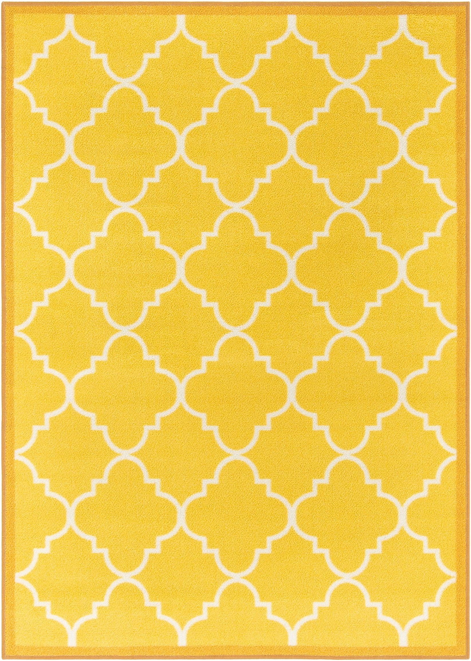 Brooklyn Trellis Gold Modern Non Slip Washable Rug