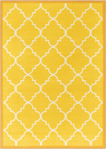 Brooklyn Trellis Gold Modern Non Slip Washable Rug