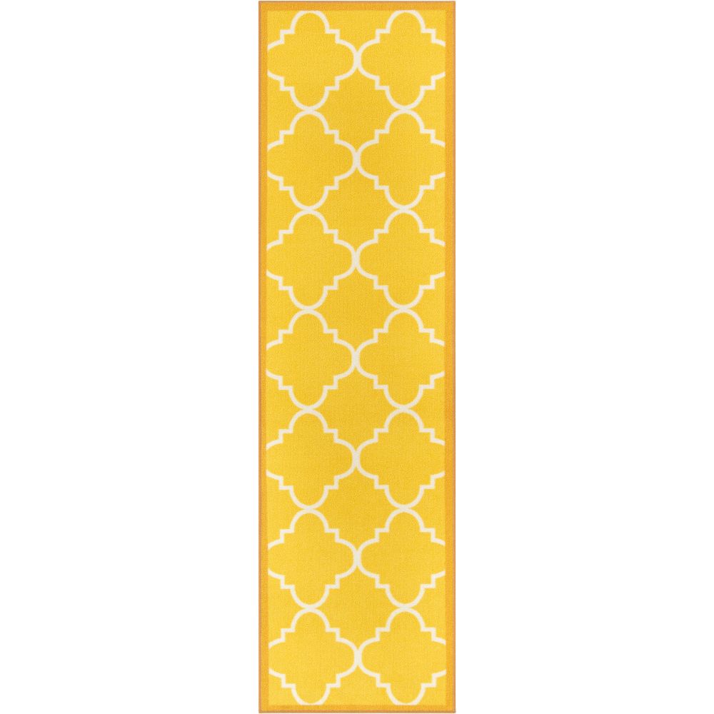 Brooklyn Trellis Gold Modern Non Slip Washable Rug