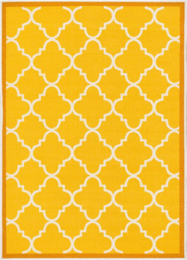 Brooklyn Trellis Gold Modern Non Slip Washable Rug