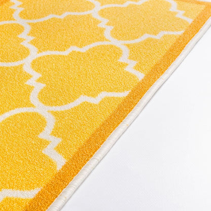 Brooklyn Trellis Gold Modern Non Slip Washable Rug