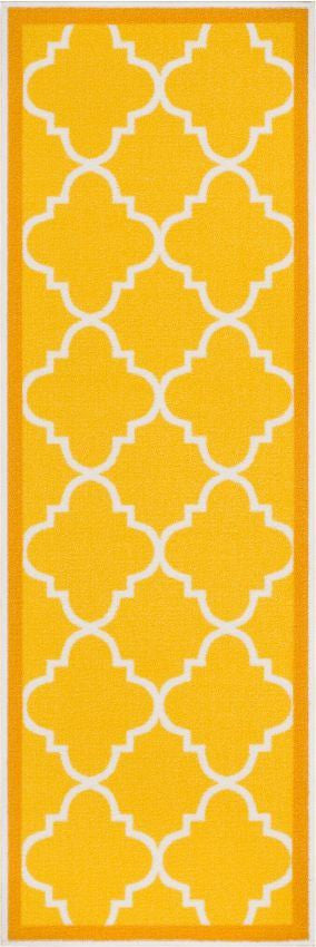 Brooklyn Trellis Gold Modern Non Slip Washable Rug