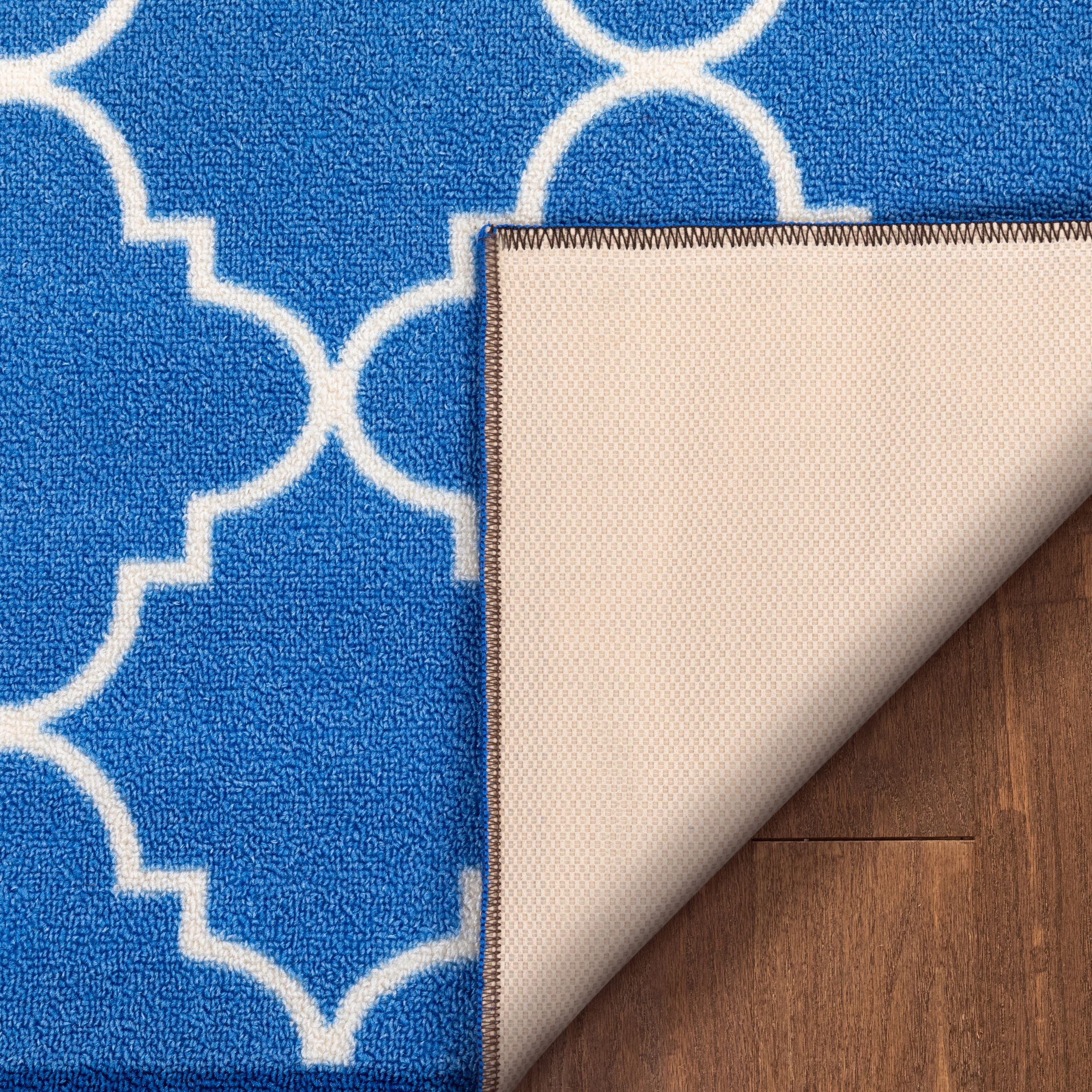 Brooklyn Trellis Blue Modern Non Slip Washable Rug