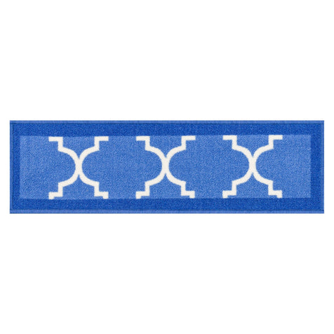 Brooklyn Trellis Blue Modern Non Slip 9" x 31" Stair Tread (Set of 7)