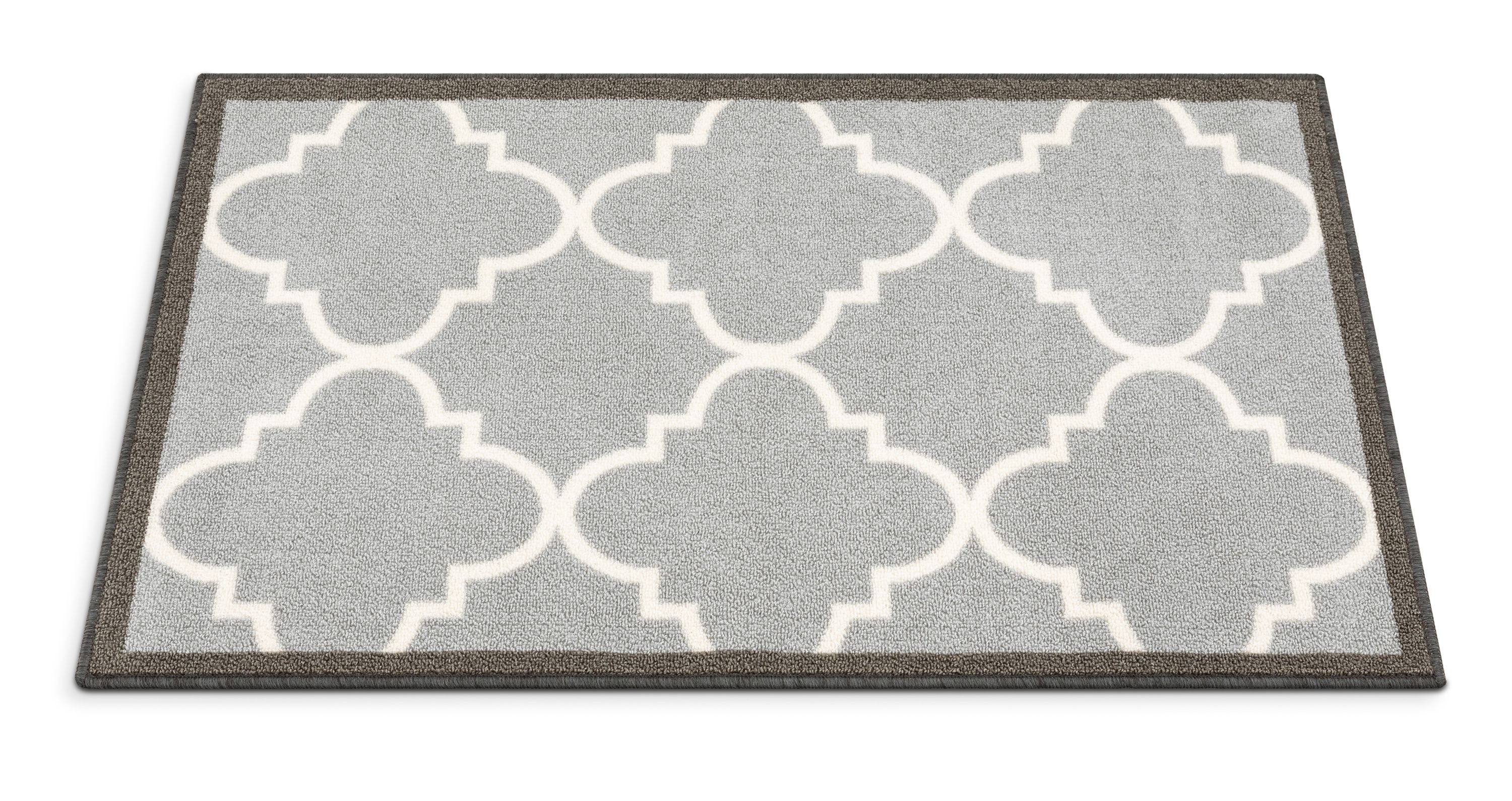 Brooklyn Trellis Grey Modern Non Slip Washable Rug