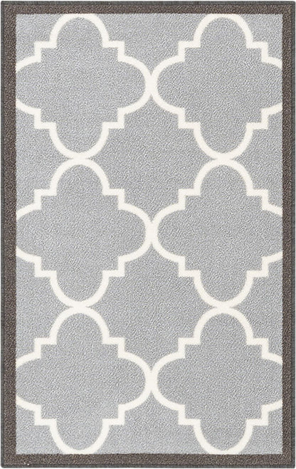 Brooklyn Trellis Grey Modern Non Slip Washable Rug