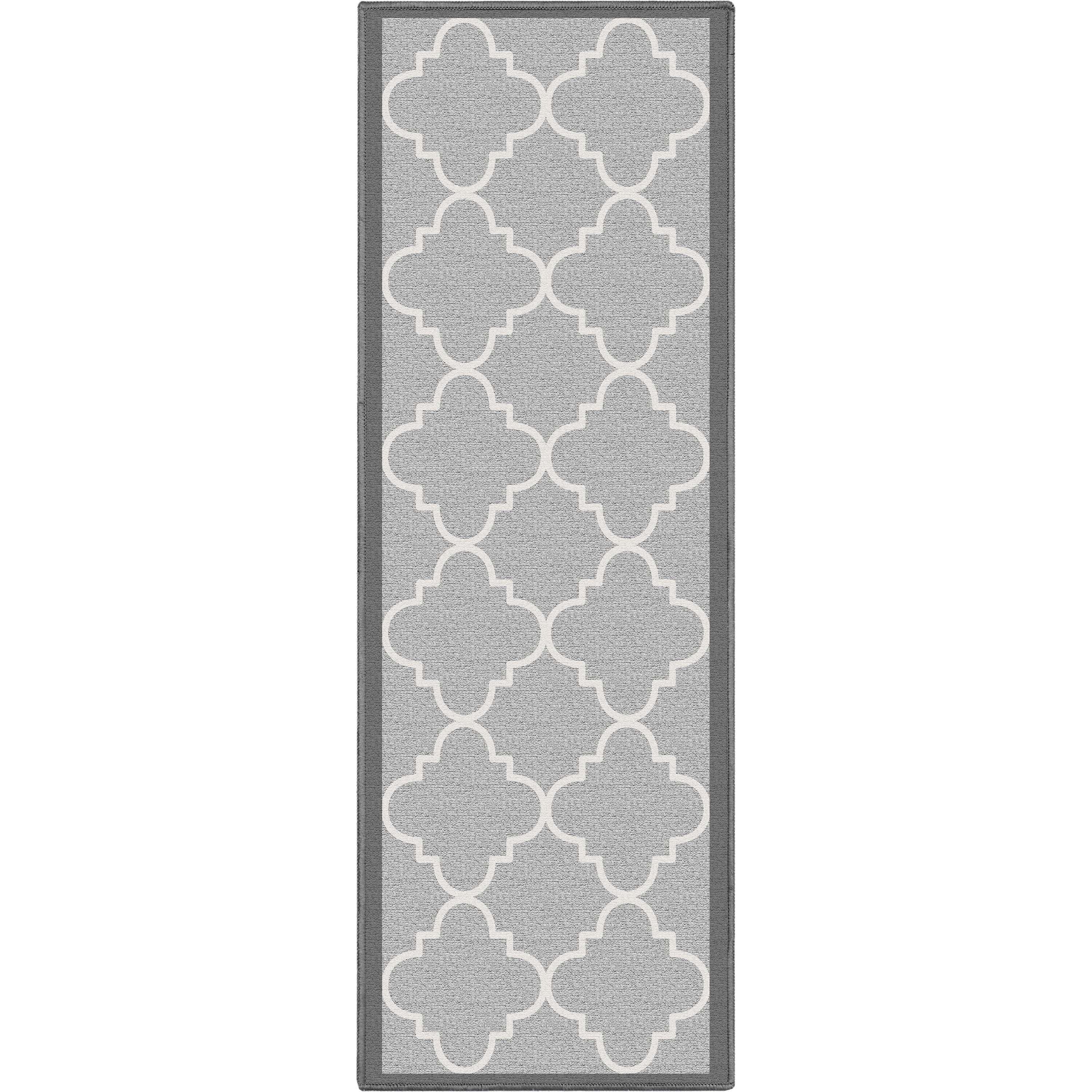 Brooklyn Trellis Grey Modern Flat-Weave Cotton Backing Rug