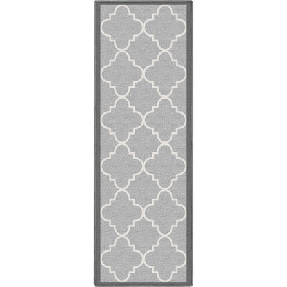 Brooklyn Trellis Grey Modern Flat-Weave Cotton Backing Rug