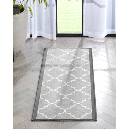 Brooklyn Trellis Grey Modern Flat-Weave Cotton Backing Rug