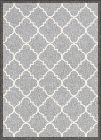 Brooklyn Trellis Grey Modern Non Slip Washable Rug