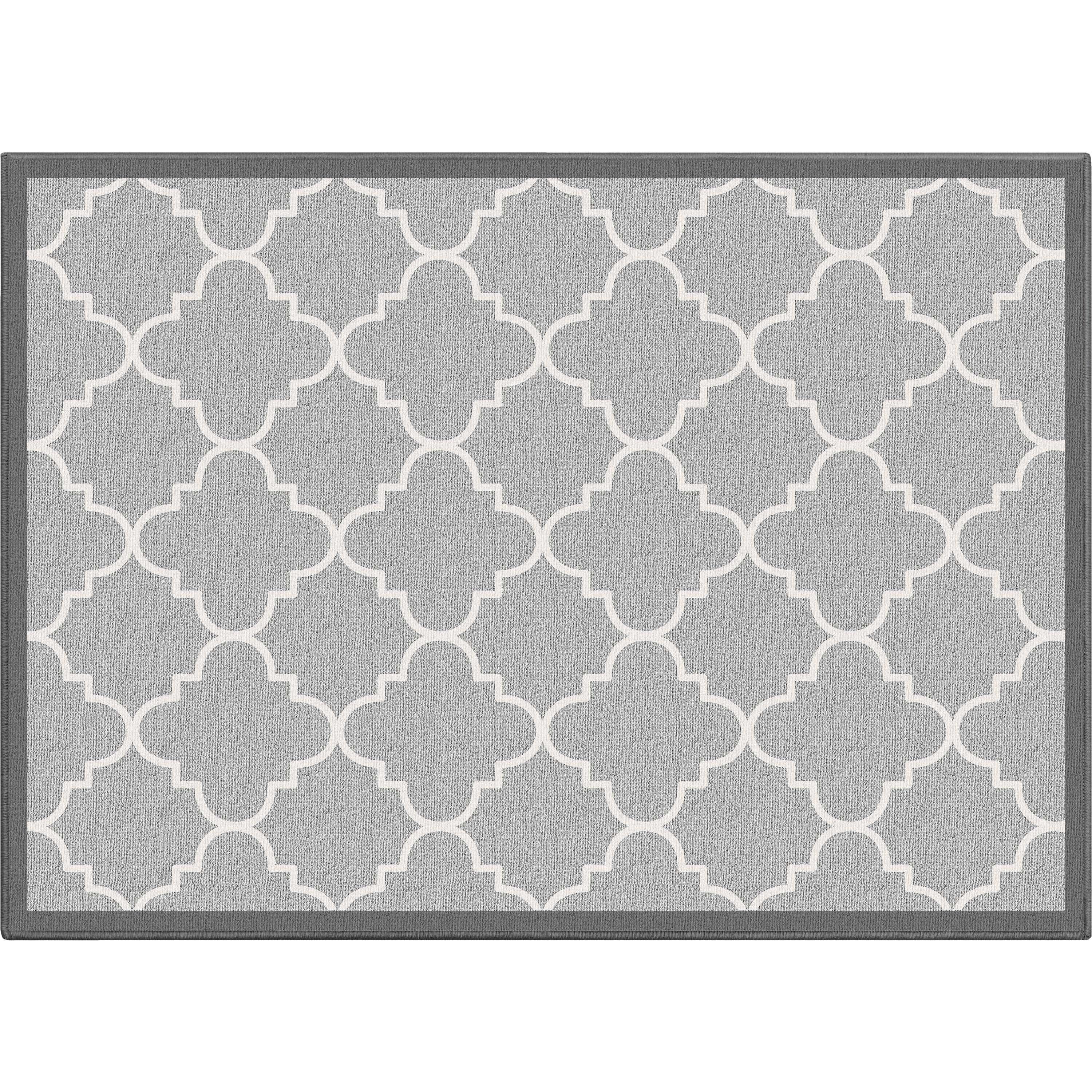 Brooklyn Trellis Grey Modern Flat-Weave Cotton Backing Rug