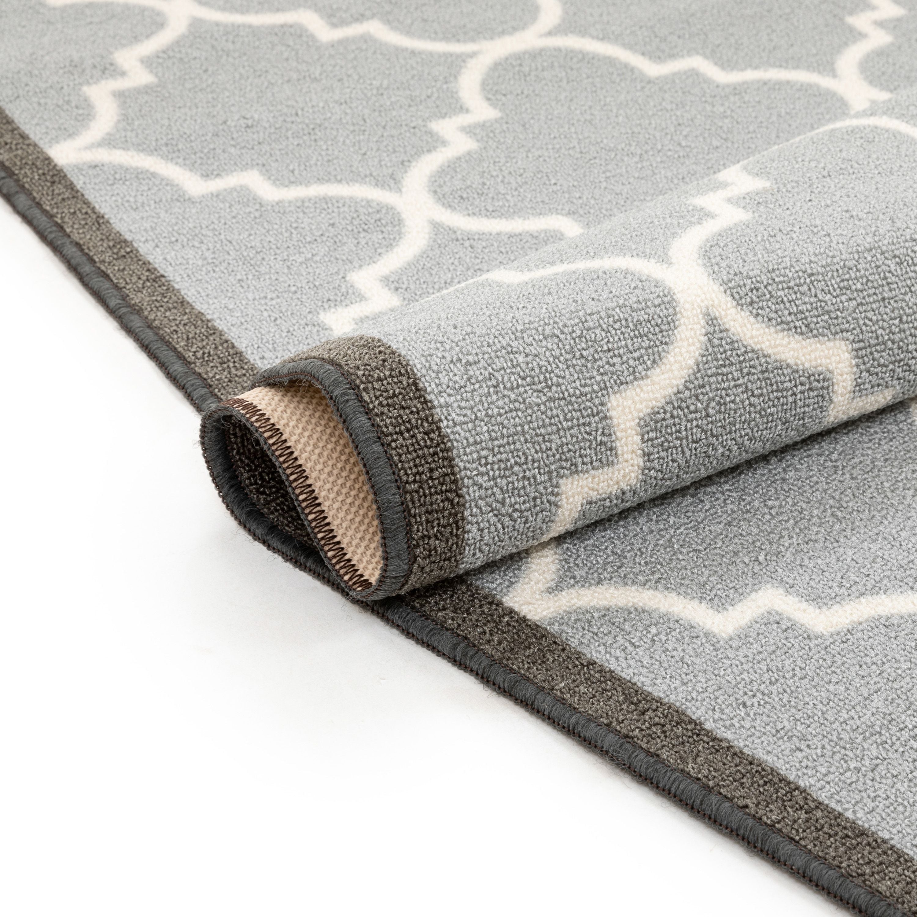 Brooklyn Trellis Grey Modern Non Slip Washable Rug