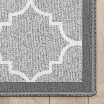 Brooklyn Trellis Grey Modern Flat-Weave Cotton Backing Rug