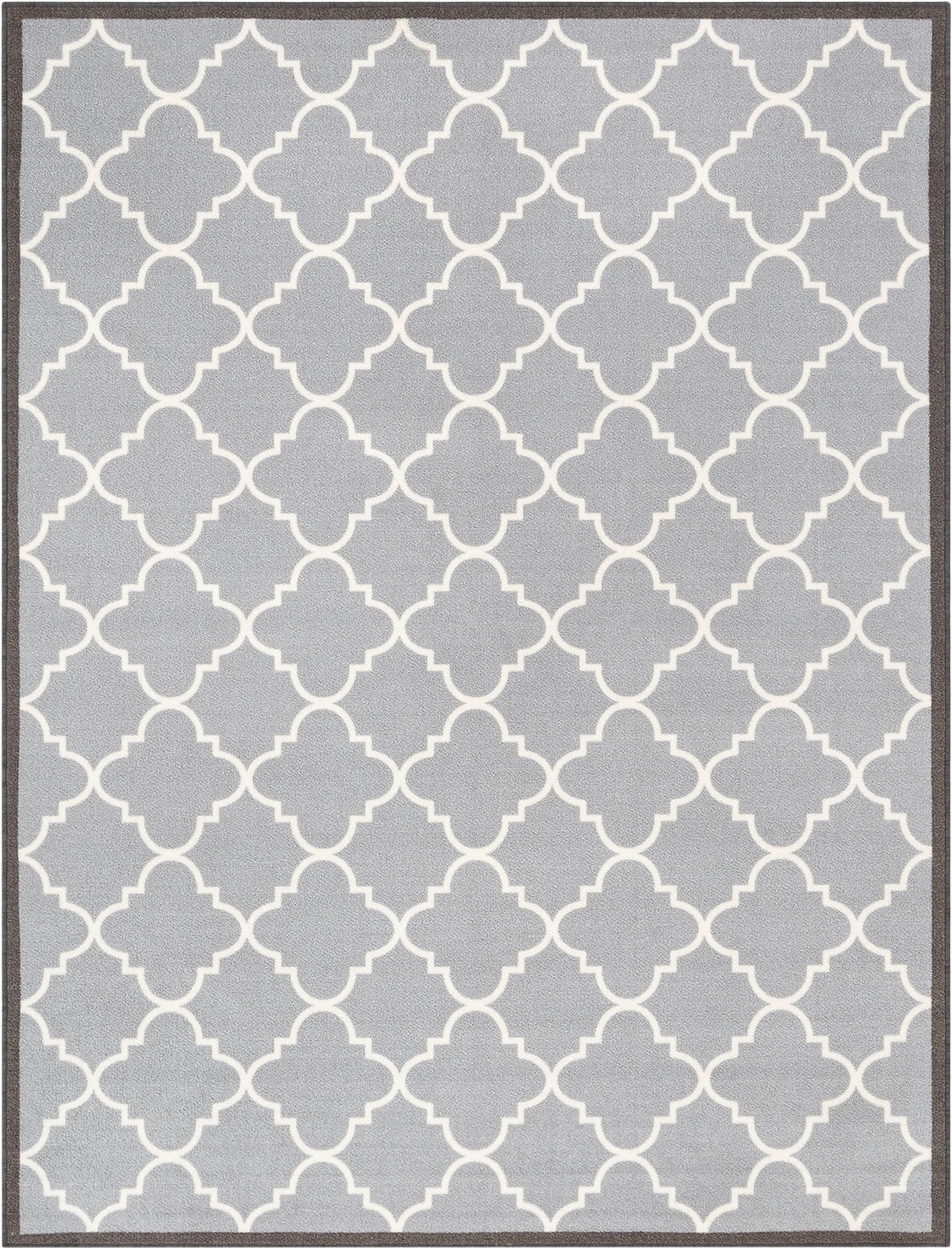 Brooklyn Trellis Grey Modern Non Slip Washable Rug