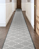 Brooklyn Trellis Grey Custom Size Runner Grey Cotton Backing Choose Your Length Hallway Low Pile Runner Rug