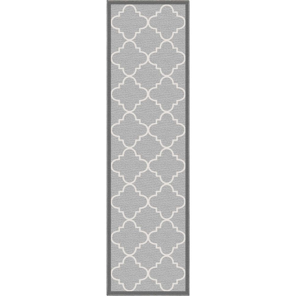 Brooklyn Trellis Grey Modern Flat-Weave Cotton Backing Rug