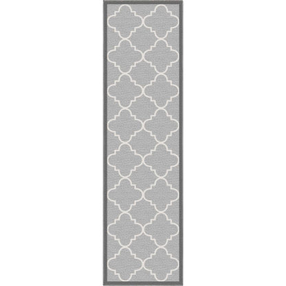 Brooklyn Trellis Grey Modern Flat-Weave Cotton Backing Rug