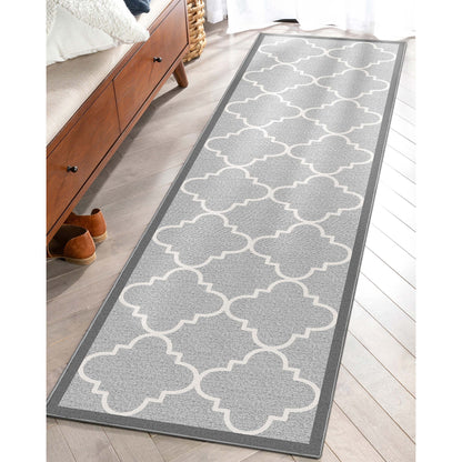 Brooklyn Trellis Grey Modern Flat-Weave Cotton Backing Rug