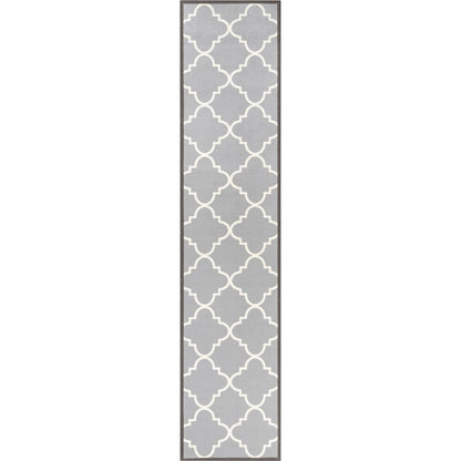 Brooklyn Trellis Grey Modern Flat-Weave Cotton Backing Rug