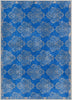 Greek Key Blue Distressed Non Slip Washable Rug
