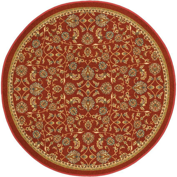 Tabriz Red Traditional Non Slip Washable 4'3" Round Rug