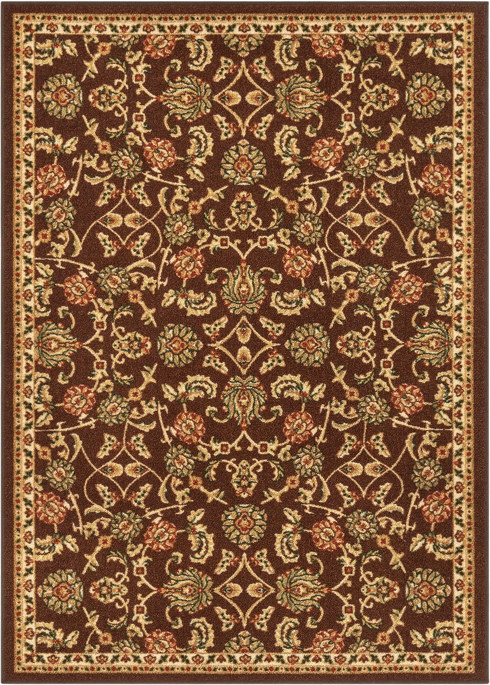 Tabriz Brown Non Slip Washable Rug