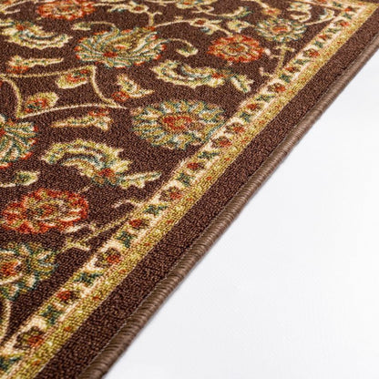 Tabriz Brown Non Slip Washable Rug