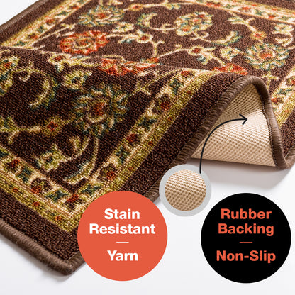 Tabriz Brown Non Slip Washable Rug