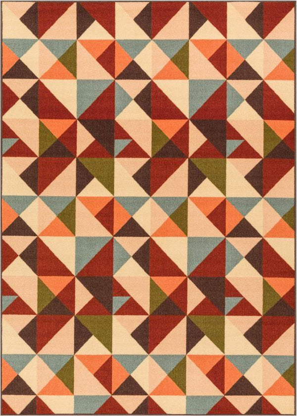 Vector Red Geometric Non Slip Washable Rug