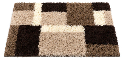 Cubes Beige Brown Modern Geo Rug