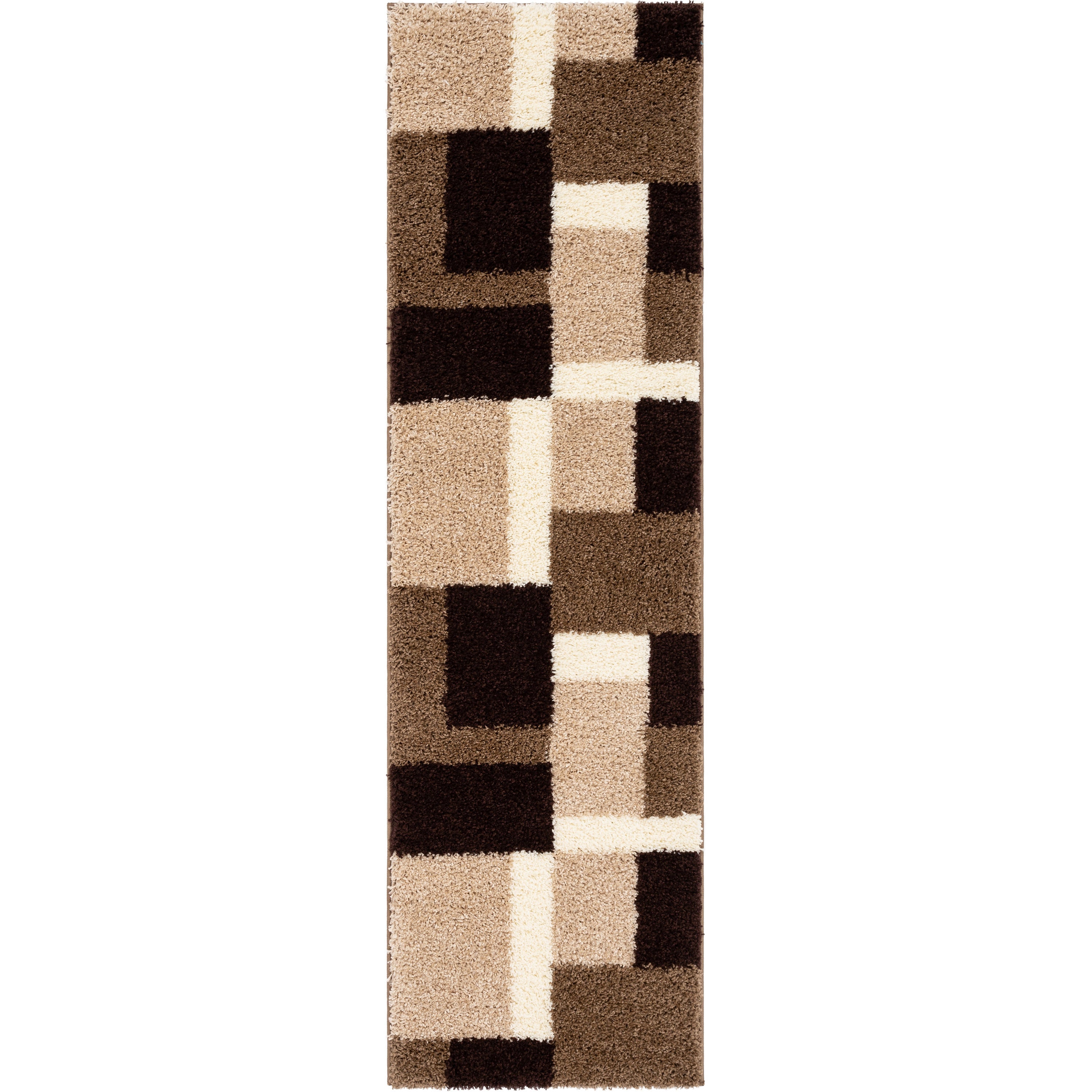 Cubes Beige Brown Modern Geo Rug