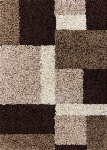 Cubes Beige Brown Modern Geo Rug