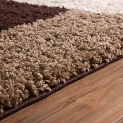 Cubes Beige Brown Modern Geo Rug