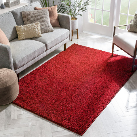 Plain Red Solid Rug