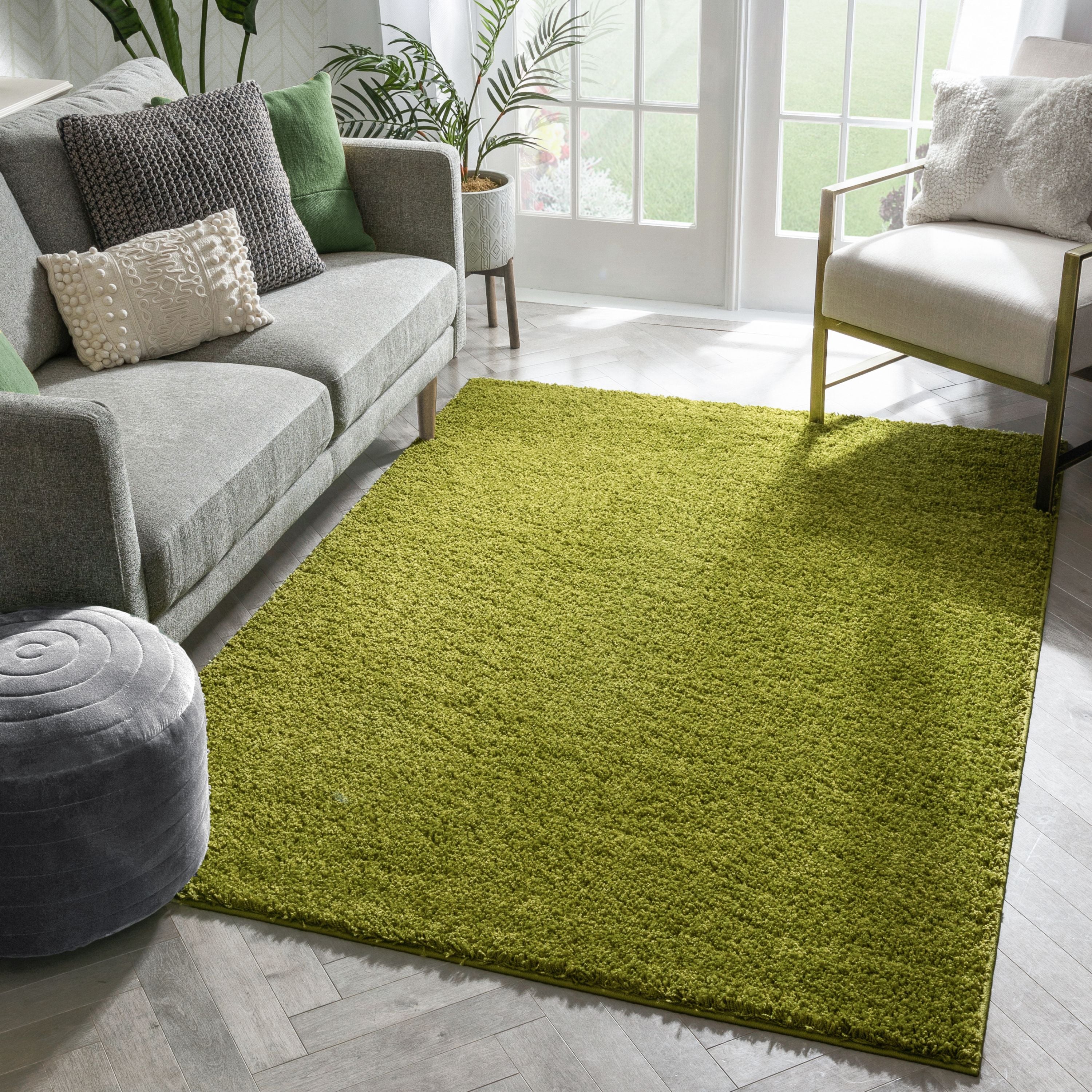 Plain Green Solid 7'10" x 9'10" Shag Rug