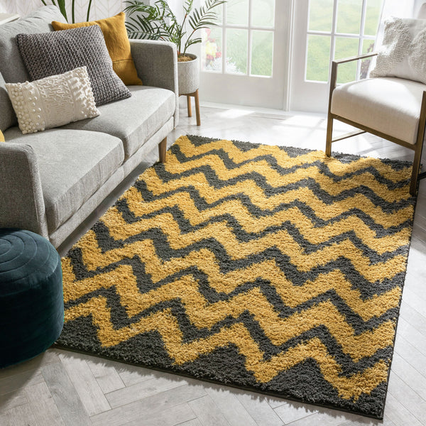 Passion Chevron Gold Grey Modern Rug