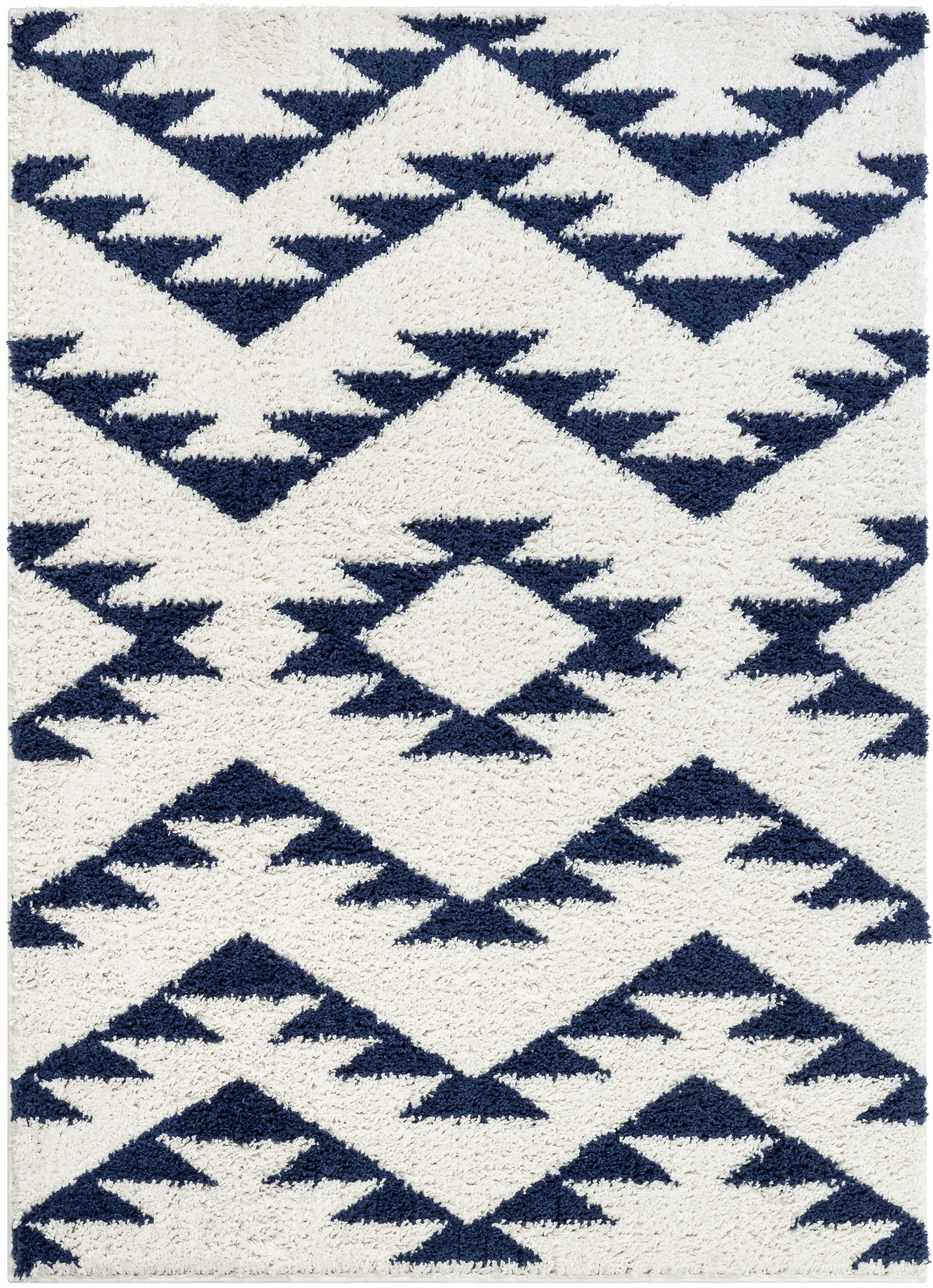 Edona Moroccan Tribal White Shag Rug