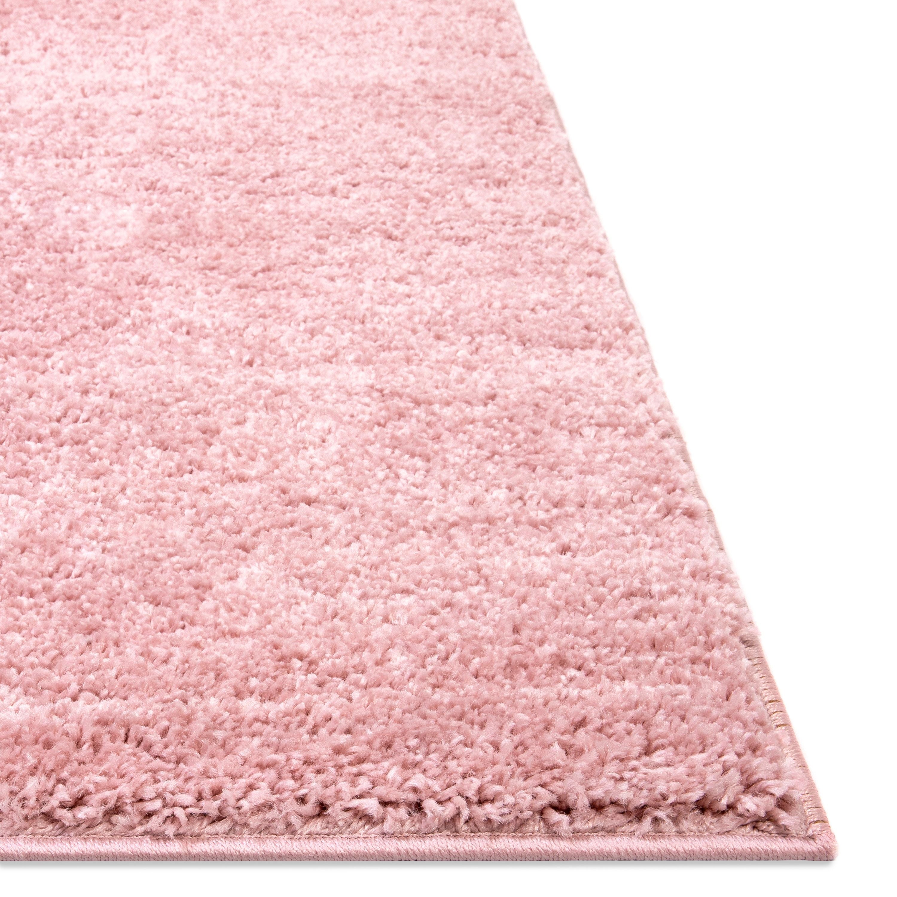 Piper Solid Pink Shag Rug