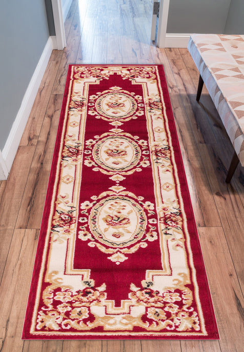 Medallion Centre Red Traditional Rug