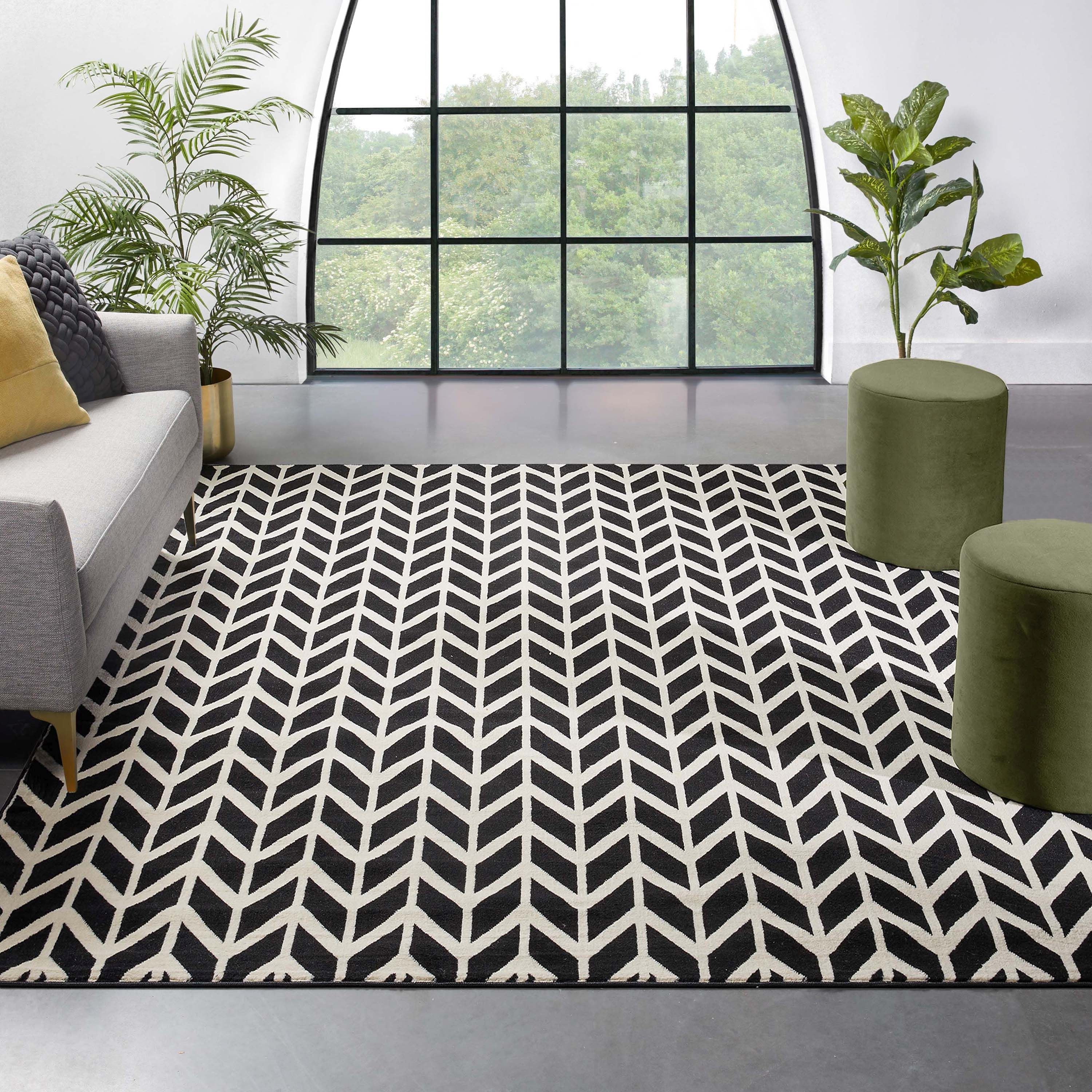 Bourban Chevron Black Modern Rug