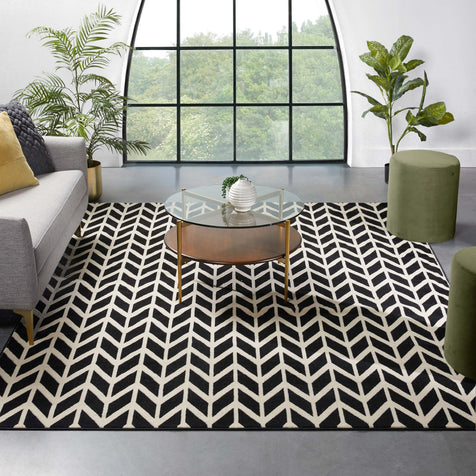 Bourban Chevron Black Modern Rug