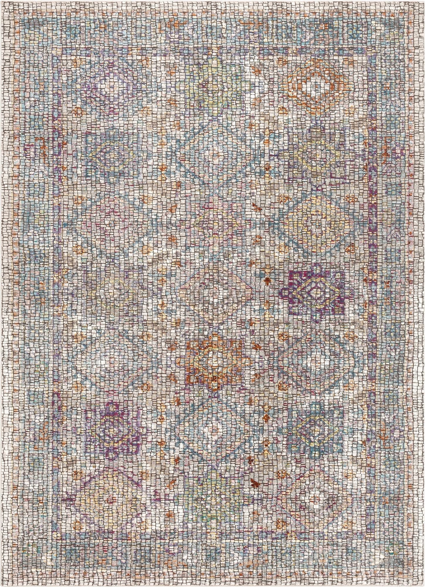 Fiona Multi Vintage Panel Persian Mosaic Rug